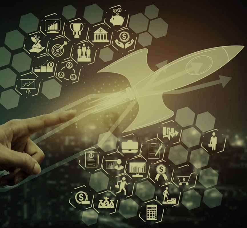 Rocket symbolizing technology innovation and business growth